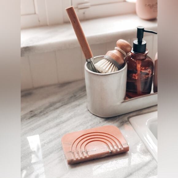 Boho Pink terracotta marble rainbow arch soap dish shelf decor sink tray - Picture 6 of 6